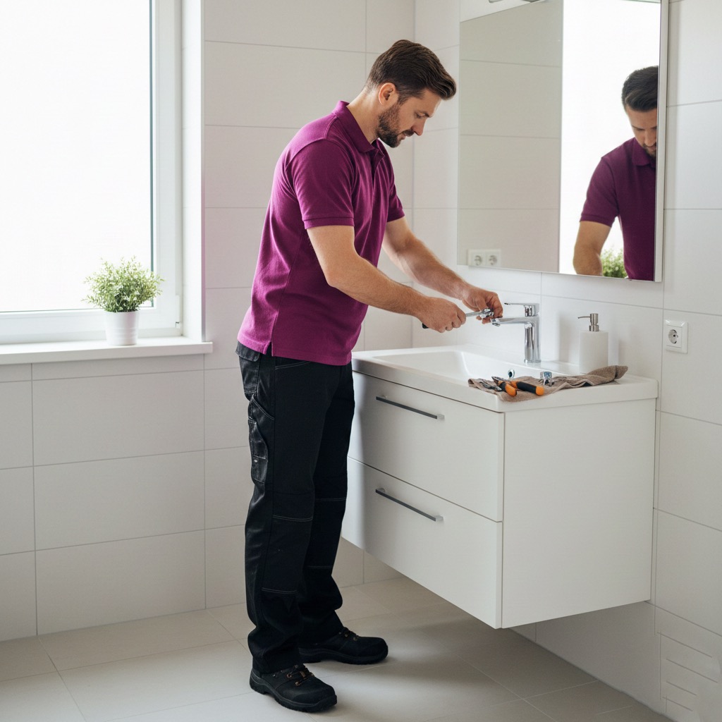 Profesionāls santehniķis darbā Mārupē